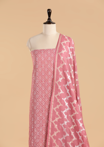 Gajar Pink Jaal Dress in Georgette Tussar