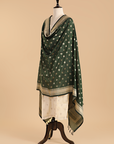 Bottle Green Dupatta in Silk