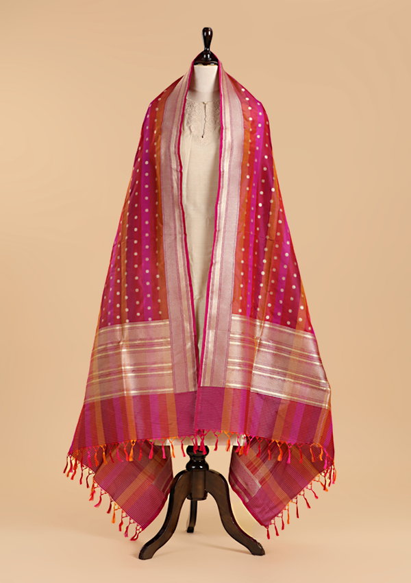 Magenta Rangkat Dupatta in Silk