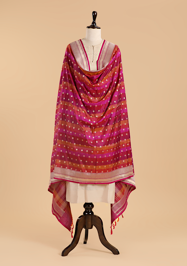 Magenta Rangkat Dupatta in Silk