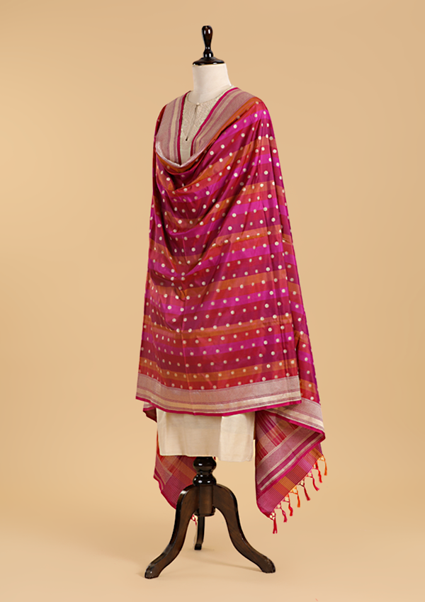 Magenta Rangkat Dupatta in Silk