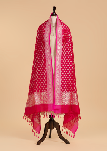 Red Butti Dupatta in Silk