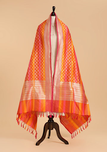 Orange Rangkat Dupatta in Silk