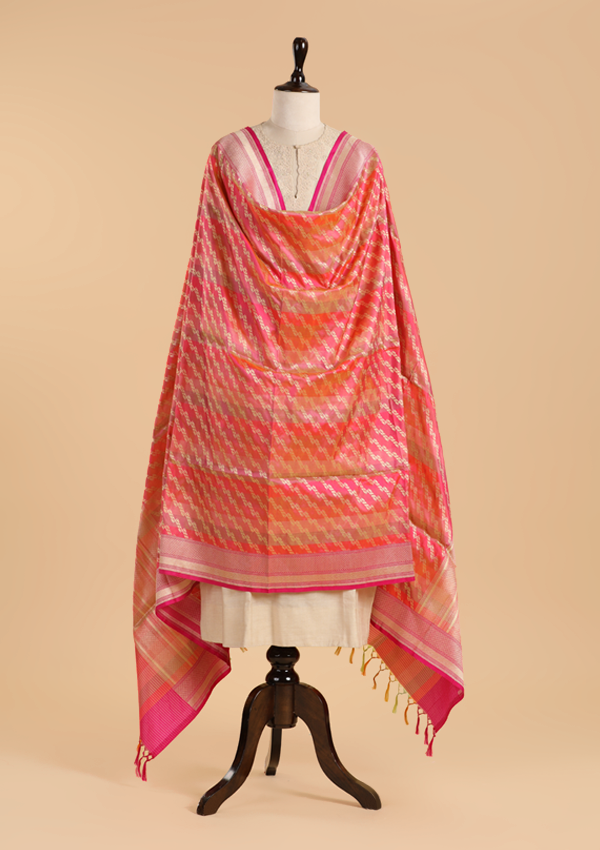 Gajar Pink Rangkat Dupatta in Silk