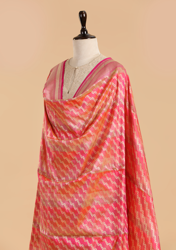 Gajar Pink Rangkat Dupatta in Silk