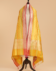 Lemon Yellow Rangkat Dupatta in Silk