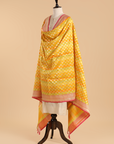 Lemon Yellow Rangkat Dupatta in Silk