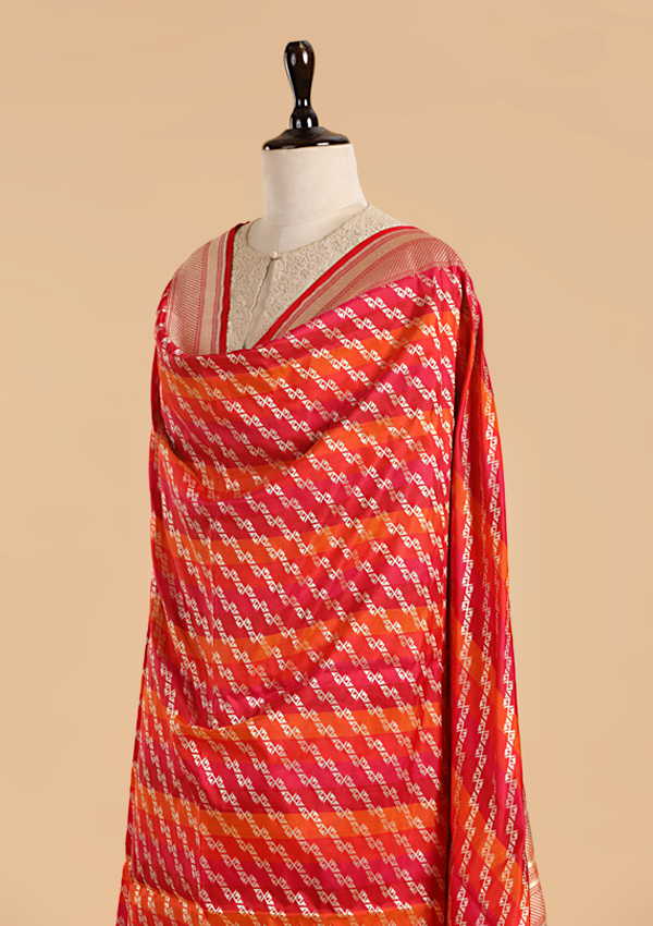 Red Rangkat Dupatta in Silk