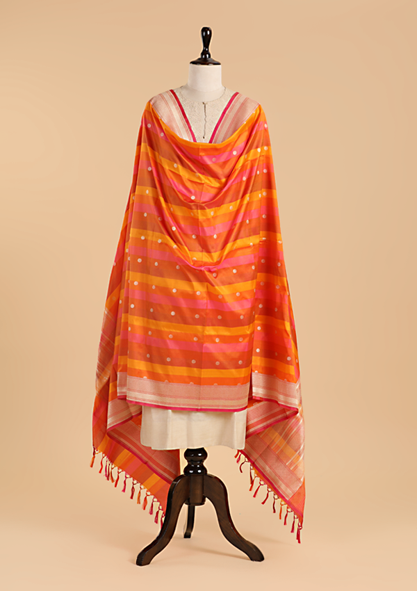 Orange Rangkat Dupatta in Silk