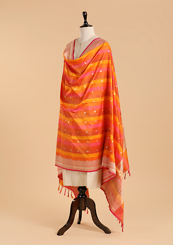 Orange Rangkat Dupatta in Silk