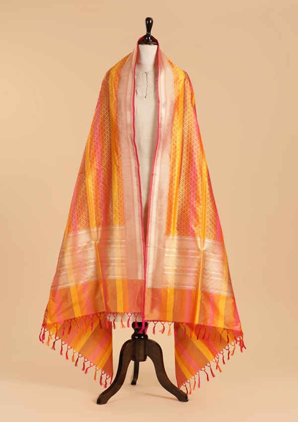 Orange Rangkat Dupatta in Silk