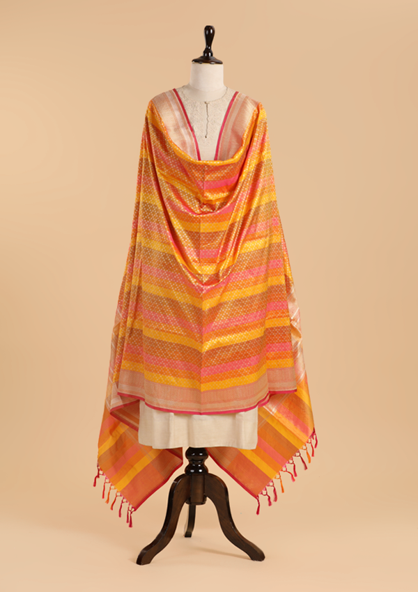 Orange Rangkat Dupatta in Silk