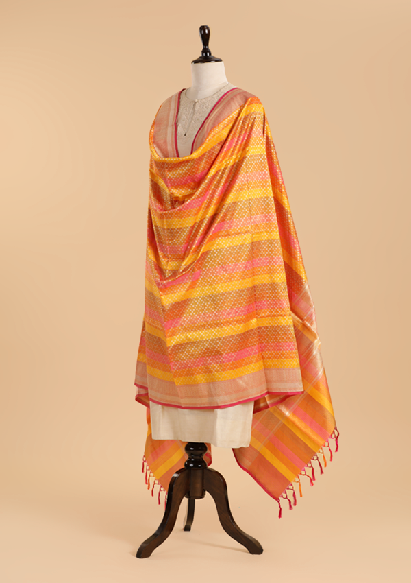 Orange Rangkat Dupatta in Silk