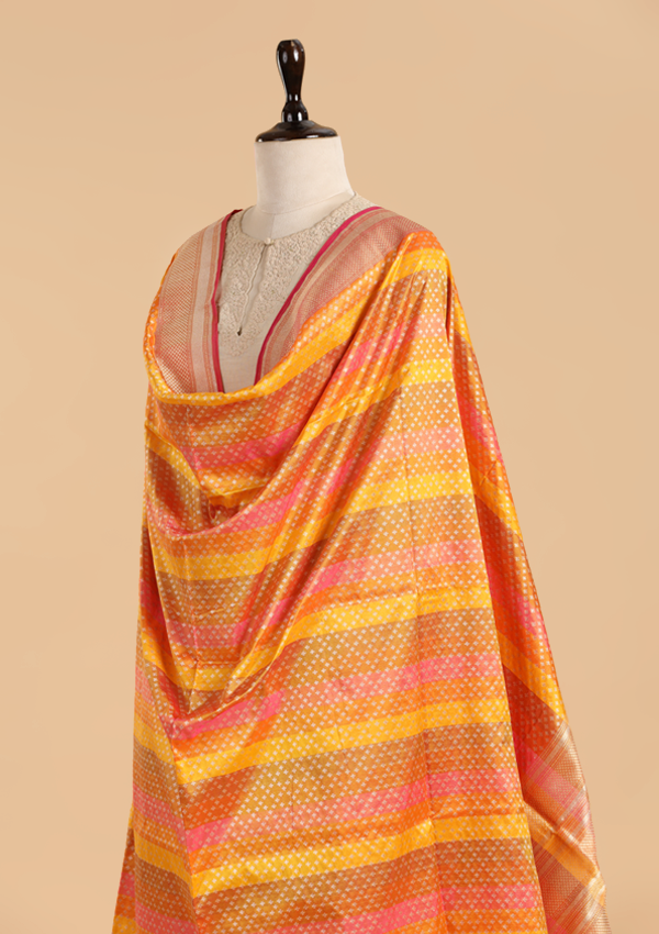 Orange Rangkat Dupatta in Silk