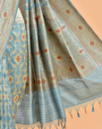 Sky Blue Jaal  Saree in Silk