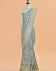 Sky Blue Jaal  Saree in Silk