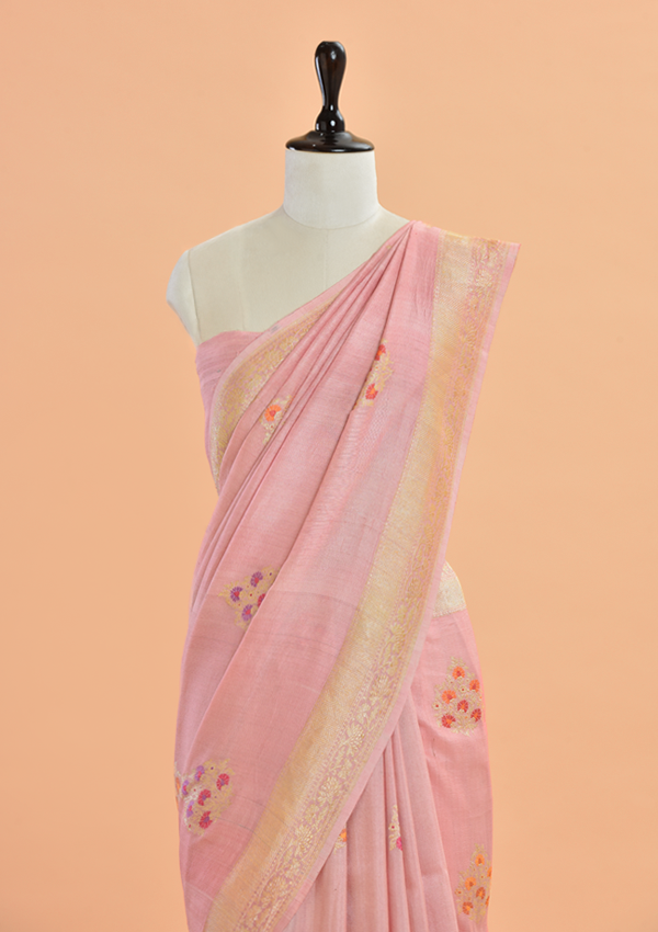 Peach Butta Saree in Georgette Tussar