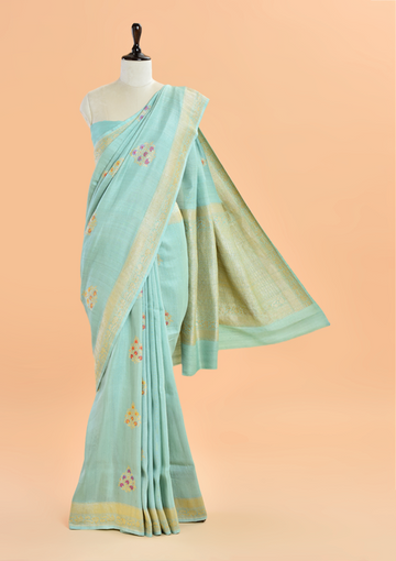 Seagreen Butta Saree in Georgette Tussar