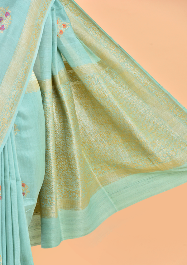 Seagreen Butta Saree in Georgette Tussar