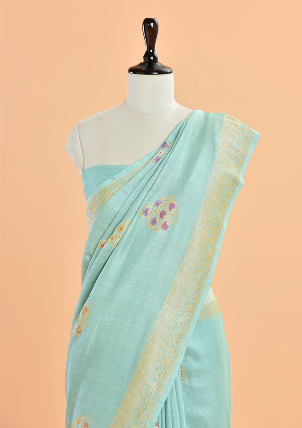 Seagreen Butta Saree in Georgette Tussar