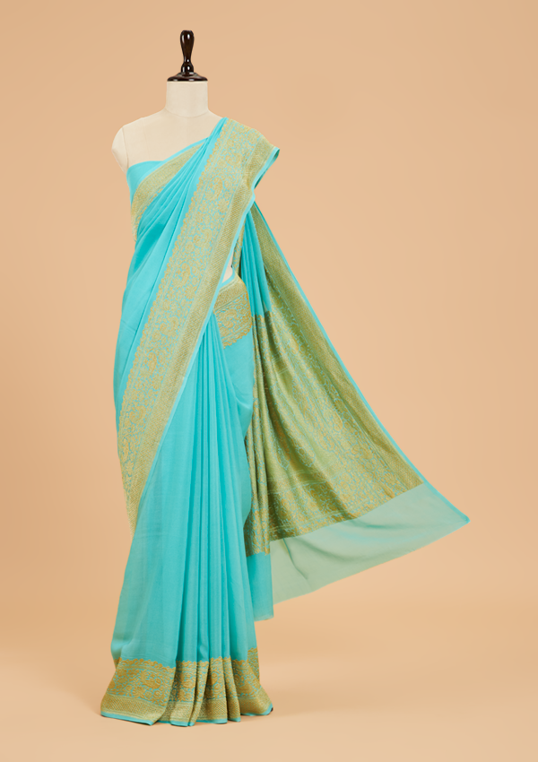 Firozi Plain Saree in Georgette