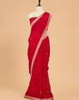 Red Butti Saree in Georgette