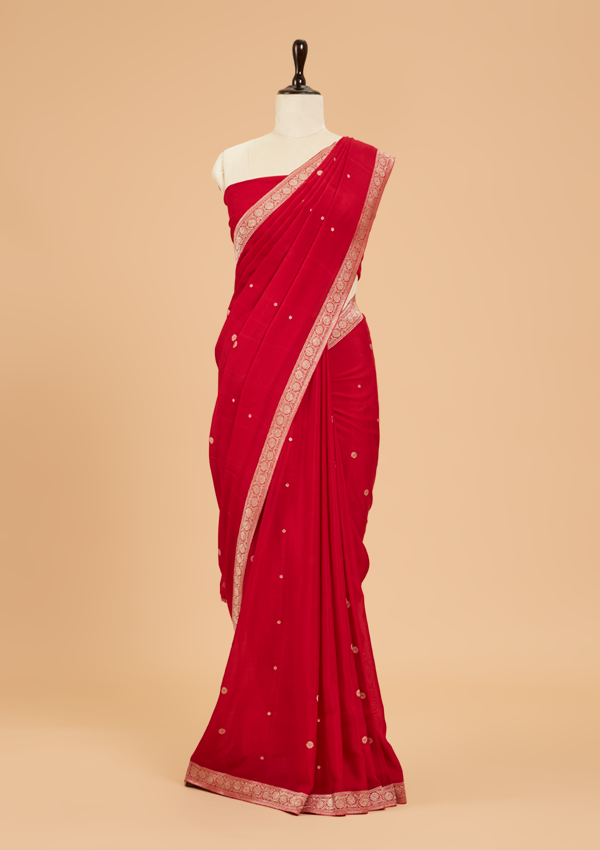 Red Butti Saree in Georgette