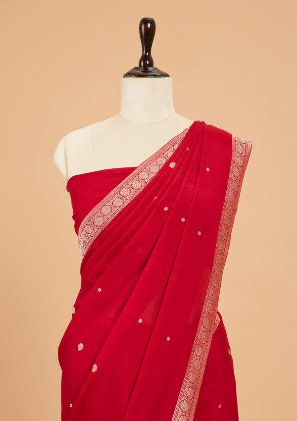 Red Butti Saree in Georgette