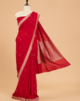 Red Butti Saree in Georgette