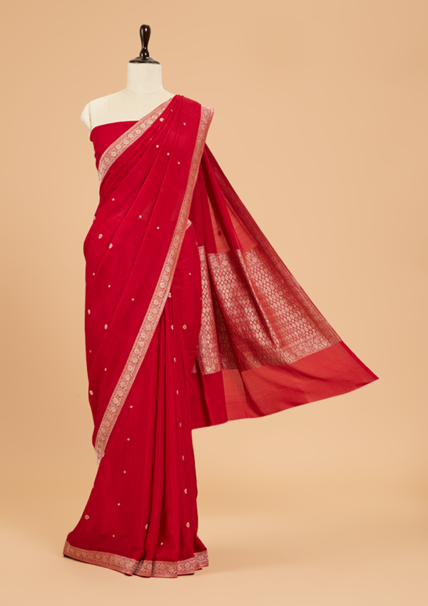 Red Butti Saree in Georgette