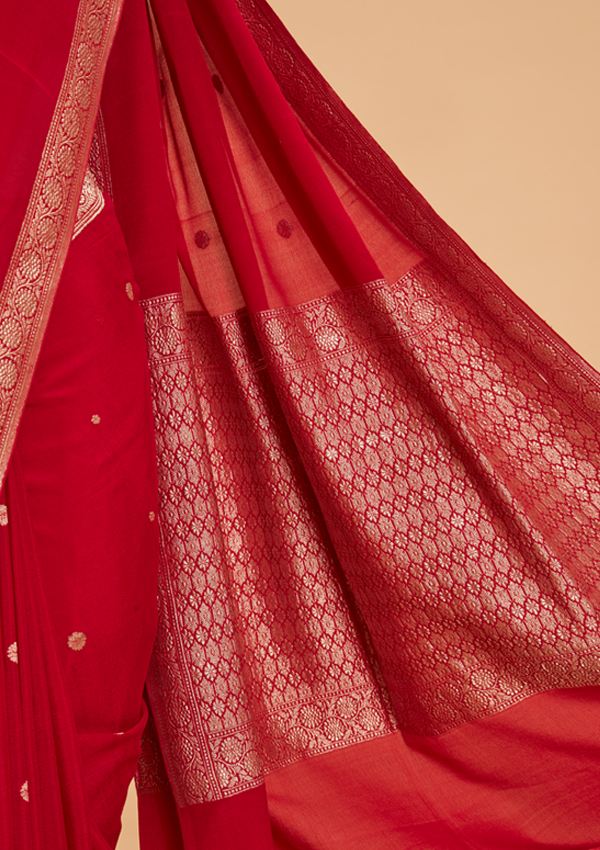 Red Butti Saree in Georgette