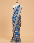 Royal Blue Jaal Saree in Silk