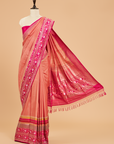 Gajar Pink Plain Saree in Silk