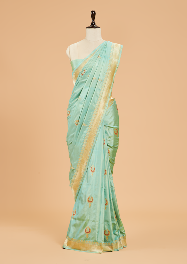 Sea Green Butta Saree in Silk