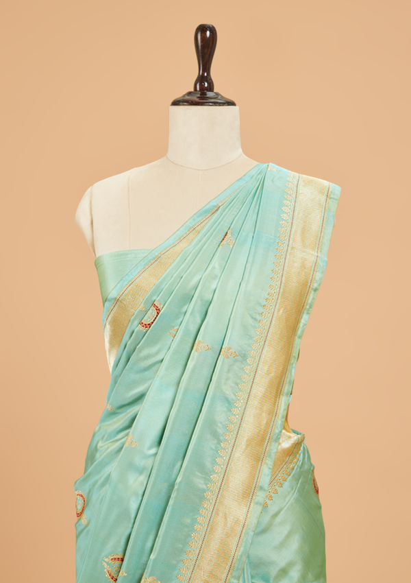 Sea Green Butta Saree in Silk