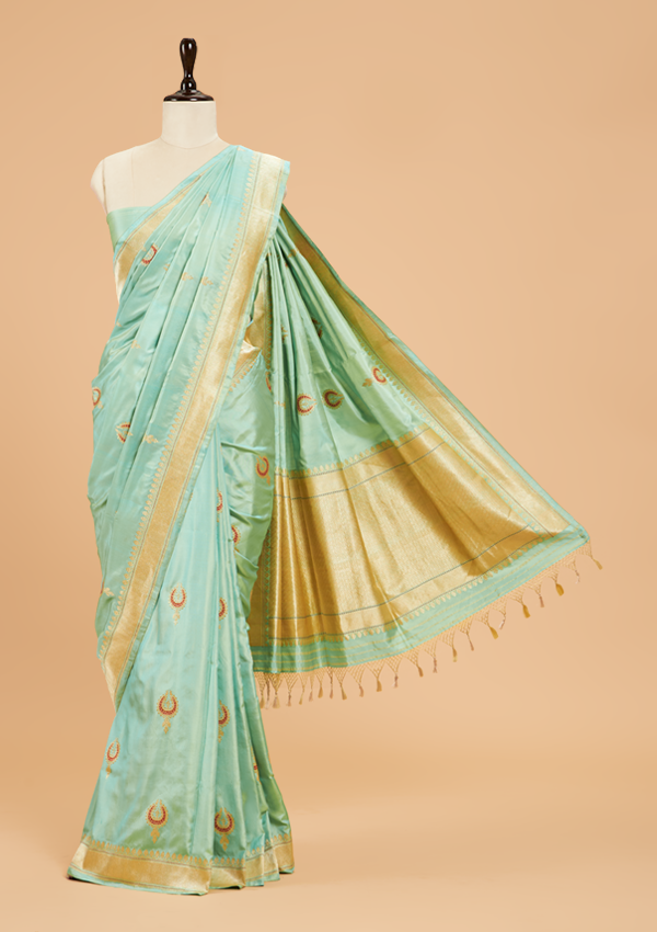 Sea Green Butta Saree in Silk