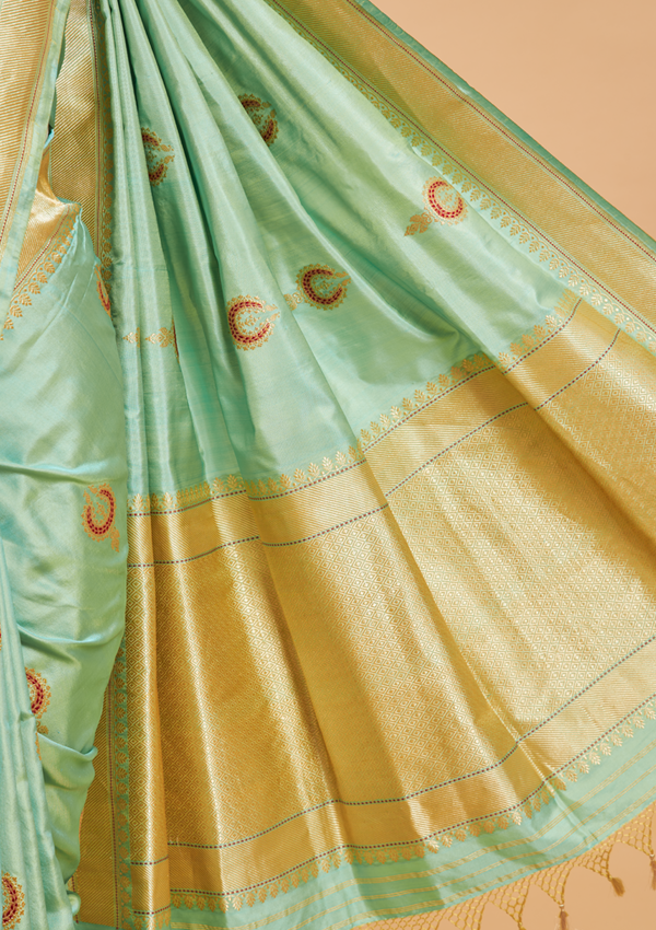 Sea Green Butta Saree in Silk