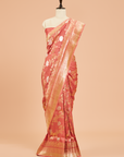 Peach Jaal Saree in Georgette Tussar