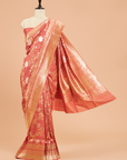 Peach Jaal Saree in Georgette Tussar