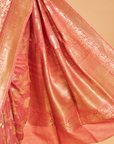 Peach Jaal Saree in Georgette Tussar