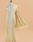 Off White Jaal  Saree in Silk