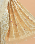 Off White Jaal  Saree in Silk