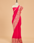 Rani Pink Plain Saree in Georgette