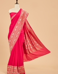 Rani Pink Plain Saree in Georgette