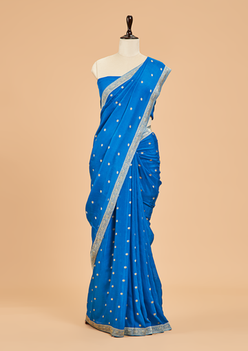 Royal Blue Butti Saree in Georgette