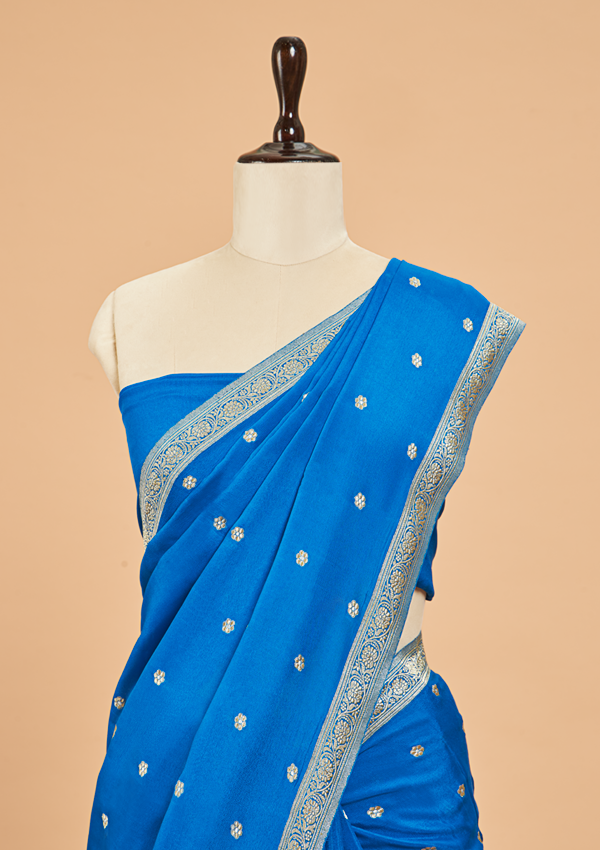 Royal Blue Butti Saree in Georgette