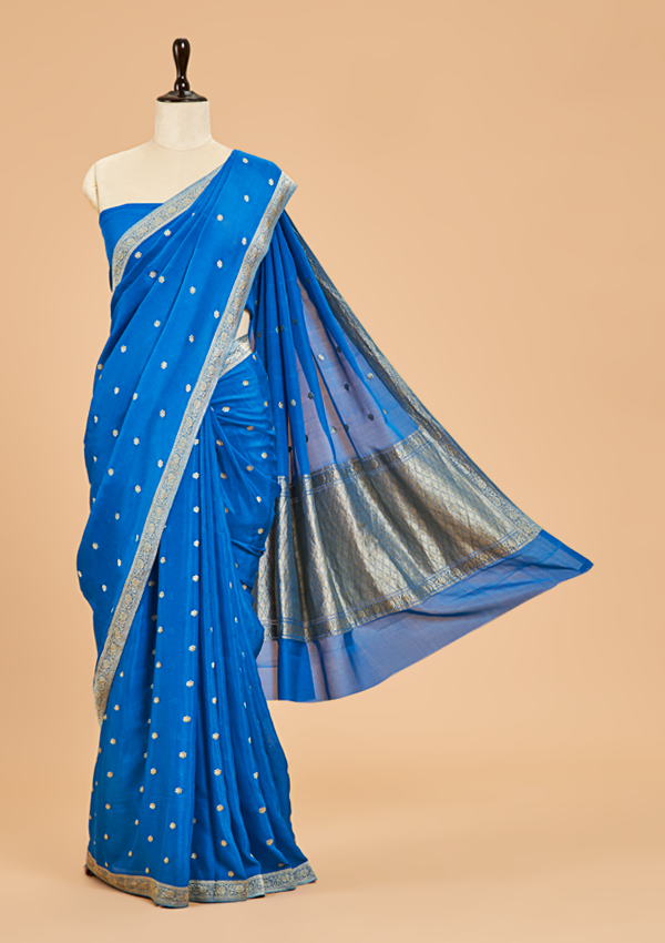 Royal Blue Butti Saree in Georgette