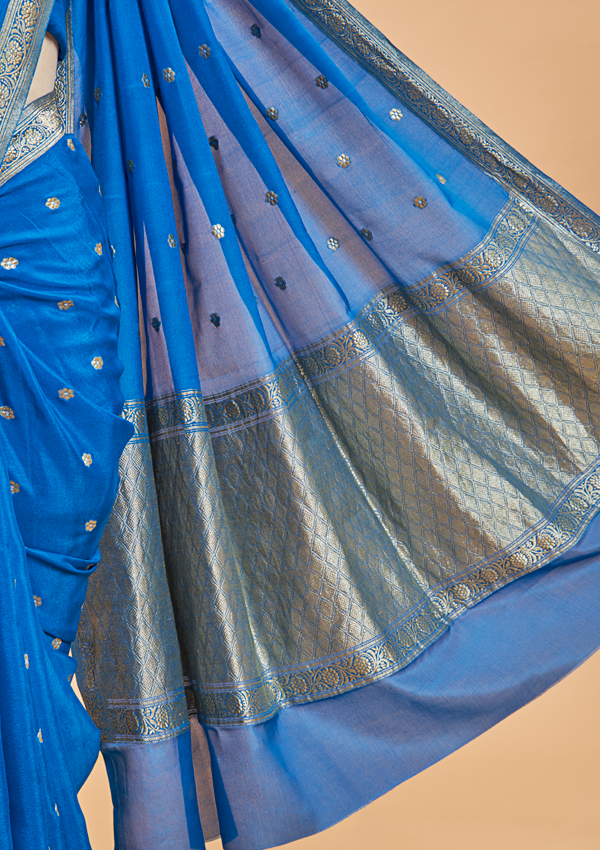 Royal Blue Butti Saree in Georgette