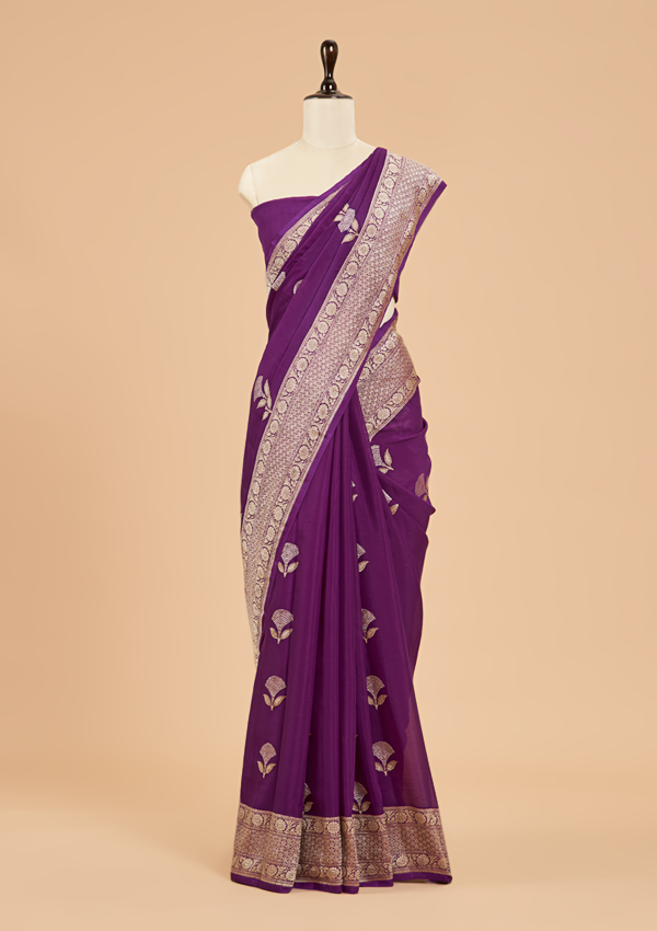 Purple Butta Saree In Georgette