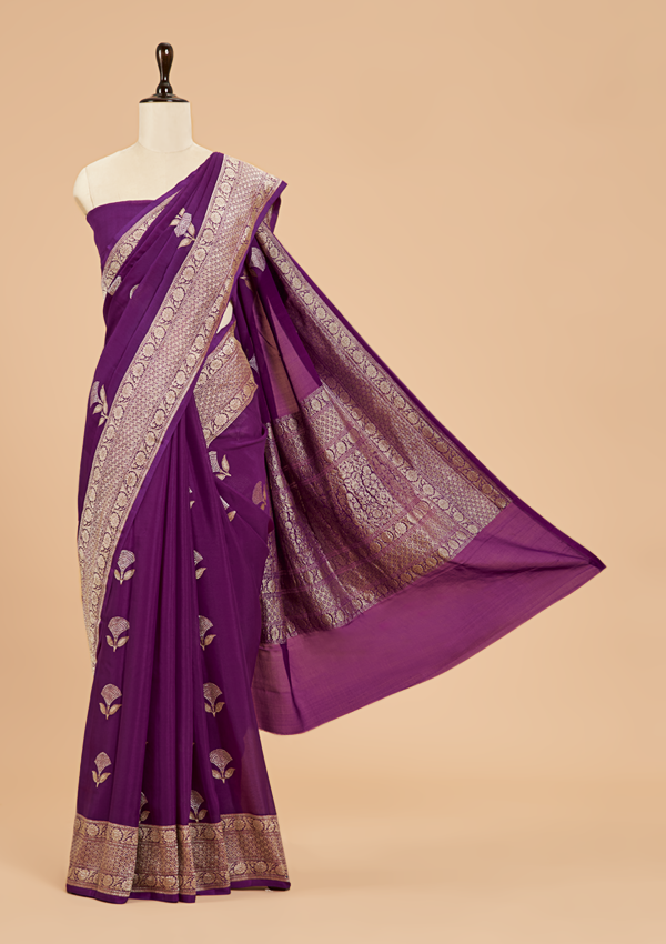 Purple Butta Saree In Georgette